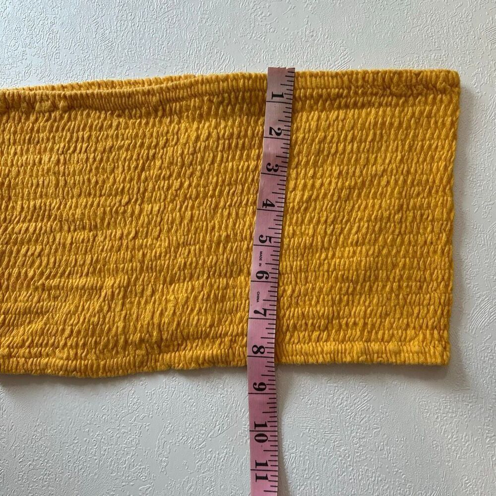 Paris Mustard Smocked Tube Top Bandeau One Size Boho Stretch - Picture 7 of 7